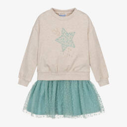 Mayoral-Girls Beige and Green Skirt Set | Childrensalon Outlet