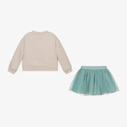 Mayoral-Girls Beige and Green Skirt Set | Childrensalon Outlet