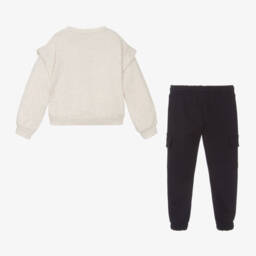 Mayoral-بدلة رياضية قطن لون كحلي وبيج للبنات | Childrensalon Outlet