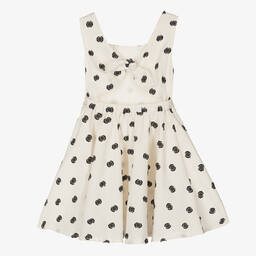 Mayoral-Girls Beige & Black Polka Dot Dress | Childrensalon Outlet