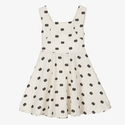 Mayoral-Girls Beige & Black Polka Dot Dress | Childrensalon Outlet