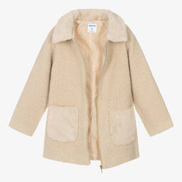 Mayoral-Girls Beige Bouclé Coat | Childrensalon Outlet