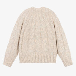 Mayoral-Girls Beige Cable Knit Sweater | Childrensalon Outlet