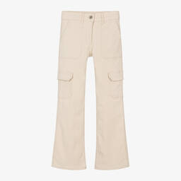 Mayoral-Girls Beige Cargo Jeans | Childrensalon Outlet