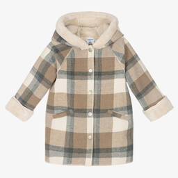 Beige check coat hot sale