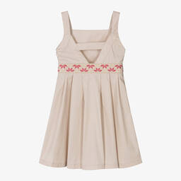 Mayoral-Girls Beige Cotton Embroidered Dress | Childrensalon Outlet