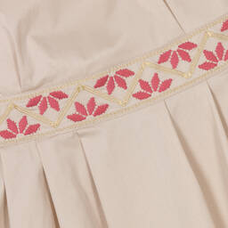 Mayoral-Girls Beige Cotton Embroidered Dress | Childrensalon Outlet