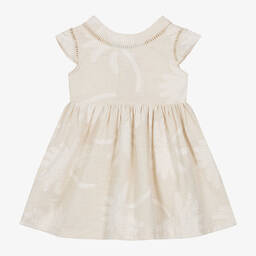 Mayoral-Girls Beige Cotton & Linen Dress | Childrensalon Outlet
