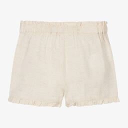 Mayoral-Girls Beige Cotton & Linen Shorts | Childrensalon Outlet
