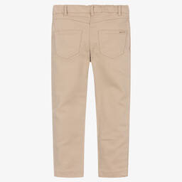 Mayoral-Бежевые хлопковые брюки со стразами | Childrensalon Outlet