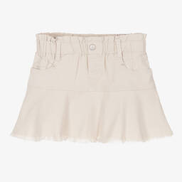 Mayoral-Girls Beige Cotton Twill Skirt | Childrensalon Outlet