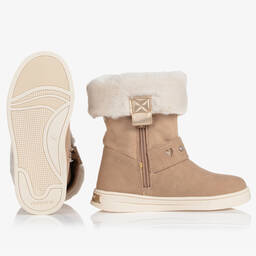 Mayoral-بوت شامواه وفرو صناعي لون بيج للبنات | Childrensalon Outlet