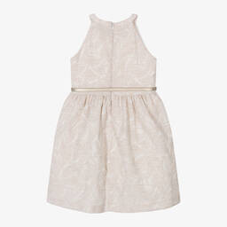 Mayoral-GIrls Beige Floral Jacquard Dress | Childrensalon Outlet