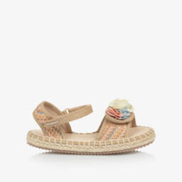 Mayoral-Бежевые цветочные сандалии из джута для девочек | Childrensalon Outlet