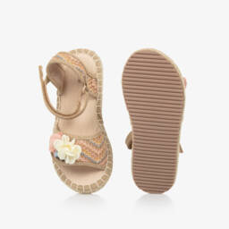 Mayoral-Бежевые цветочные сандалии из джута для девочек | Childrensalon Outlet