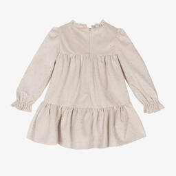 Mayoral-Бежевое бархатное платье в золотистый горошек | Childrensalon Outlet