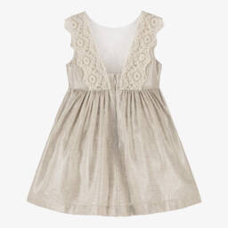 Mayoral-Girls Beige Gown with Lace & Sparkle | Childrensalon Outlet