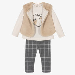 Mayoral-Girls Beige & Grey Leggings Set | Childrensalon Outlet