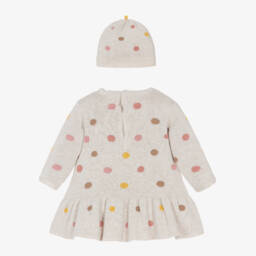 Mayoral Newborn-طقم فستان قطن محبوك لون بيج للمولودات | Childrensalon Outlet