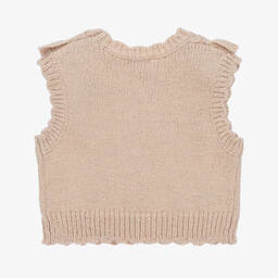 Mayoral-Girls Beige Knitted Sweater Vest | Childrensalon Outlet