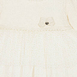 Mayoral-Бежевое трикотажное платье с отделкой из тюля | Childrensalon Outlet