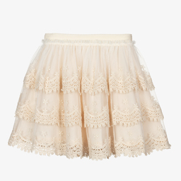 Mayoral-تنورة تول ودانتيل لون بيج | Childrensalon Outlet