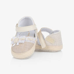 مايورال Newborn-حذاء إسبادريل بيج من الكتان للبنات | Childrensalon Outlet