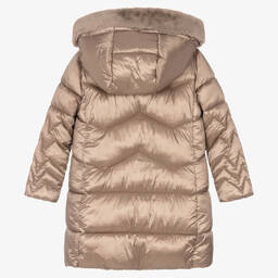 Mayoral-Girls Beige Long Puffer Coat | Childrensalon Outlet