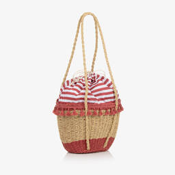 مايورال-حقيبة قش لون بيج وزهري للبنات (32 سم) | Childrensalon Outlet