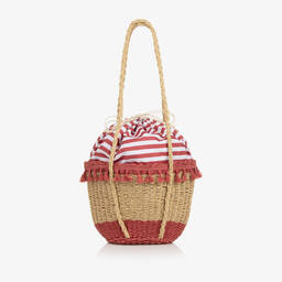 مايورال-حقيبة قش لون بيج وزهري للبنات (32 سم) | Childrensalon Outlet