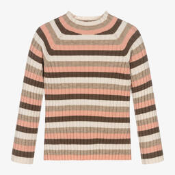 مايورال-توب بياقة عالية مزيج فيسكوز مضلع لون بيج وزهري | Childrensalon Outlet