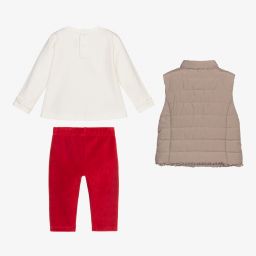 Mayoral-Топ и бежевый жилет с красными легинсами | Childrensalon Outlet