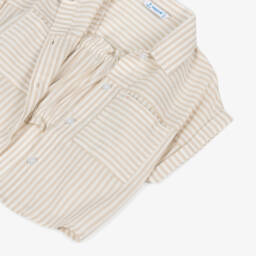 Mayoral-Girls Beige Striped Blouse Duo | Childrensalon Outlet