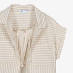 Mayoral-Girls Beige Striped Blouse Duo | Childrensalon Outlet