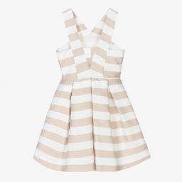 Mayoral-Бежевое платье в полоску для девочек | Childrensalon Outlet