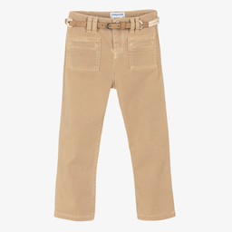 Mayoral-Girls Beige Twill Trousers | Childrensalon Outlet