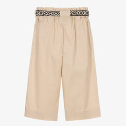 Mayoral-بنطلون بحزام مزيج قطن لون بيج للبنات | Childrensalon Outlet