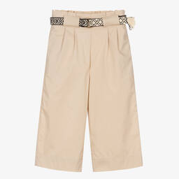 Mayoral-بنطلون بحزام مزيج قطن لون بيج للبنات | Childrensalon Outlet