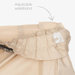 Mayoral-بنطلون بحزام مزيج قطن لون بيج للبنات | Childrensalon Outlet