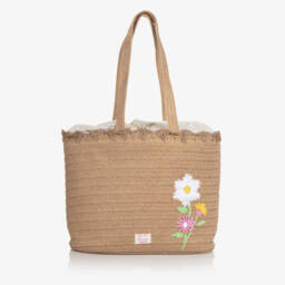 Mayoral Newborn-Girls Beige Woven Floral Tote | Childrensalon Outlet