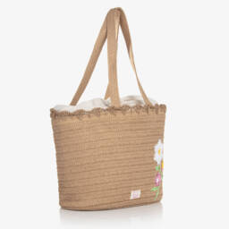 Mayoral Newborn-Girls Beige Woven Floral Tote | Childrensalon Outlet