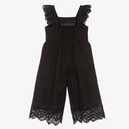 Mayoral-Girls Black Broderie Anglaise Jumpsuit | Childrensalon Outlet
