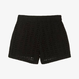 Mayoral-Girls Black Broderie Anglaise Shorts | Childrensalon Outlet