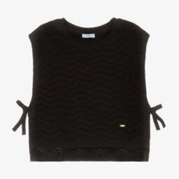 Mayoral-Girls Black Chevron Knit Slipover | Childrensalon Outlet