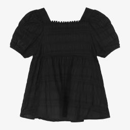 Mayoral-Черная хлопковая блузка для девочек | Childrensalon Outlet