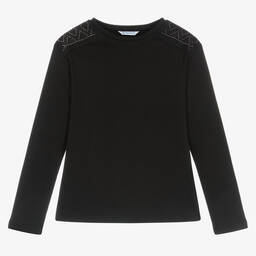 Mayoral-Girls Black Cotton Top | Childrensalon Outlet