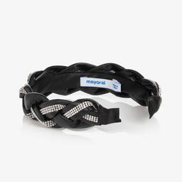 Mayoral-Girls Black Faux Leather Hairband | Childrensalon Outlet