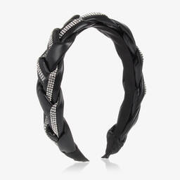 Mayoral-Girls Black Faux Leather Hairband | Childrensalon Outlet