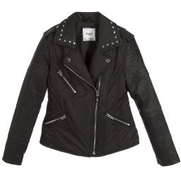Mayoral-Girls Black Faux Leather Jacket | Childrensalon Outlet