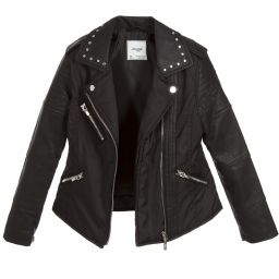 Mayoral-Girls Black Faux Leather Jacket | Childrensalon Outlet